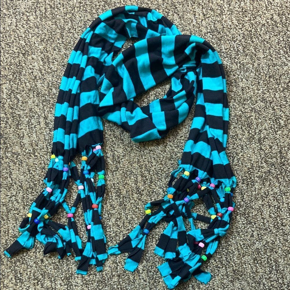 Striped Blue And Black Scarf